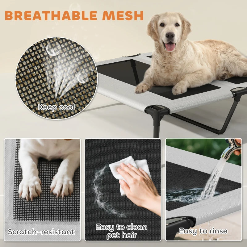 Elevated Outdoor Dog Bed with Canopy & Cooling Pad