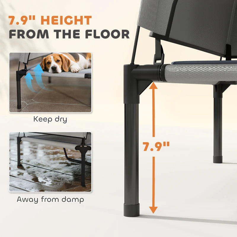 Elevated Outdoor Dog Bed with Canopy & Cooling Pad