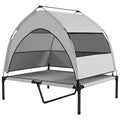 Elevated Outdoor Dog Bed with Canopy & Cooling Pad